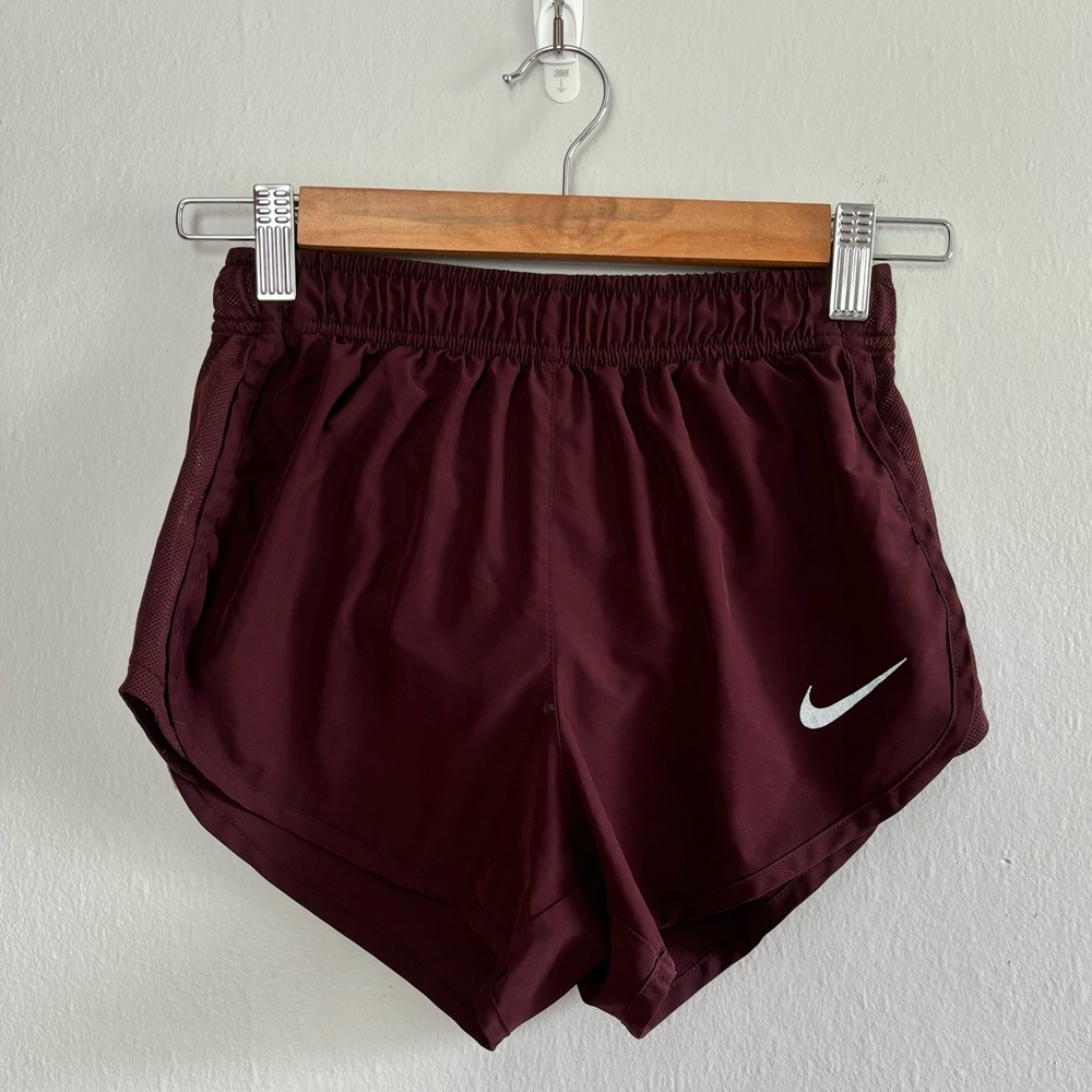 Burgundy Nike running shorts XS